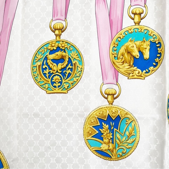 CELINE Paris Carre 90 100% Silk Medallion Ornament Print Square Scarf - Picture 6 of 8